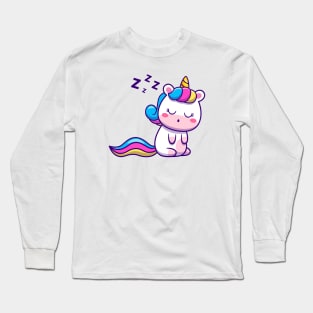 Cute Unicorn Sleeping Cartoon Long Sleeve T-Shirt